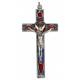 Kruisbeeld 11 cm Email Blauw-rood / Met. verzilverd 