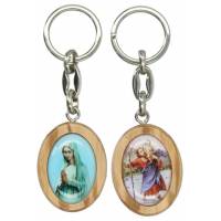 Porte-Clefs Vierge priante / St Christophe Bois d'olivier