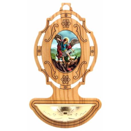 Wijwatervat Olijvenhour 9 x 5.5 cm Heilige Michael 