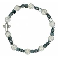 Bracelet sur élastique Hématite + Strass