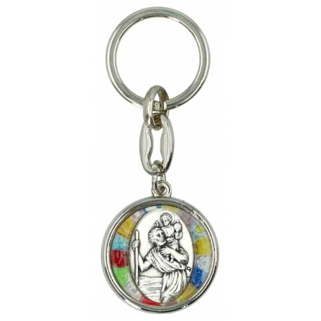 Porte-Clefs Saint Christophe avec décor floral