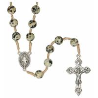 Chapelet s/corde Jaspe dalmatien 8 mm