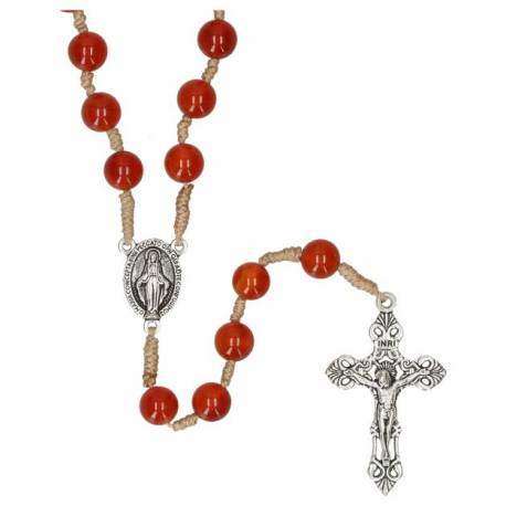 Rozenkrans op koord Cornaline 8 mm 