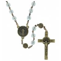 Rozenkrans H Benedictus semi-cristal Wit Gebronzeerde ketting 