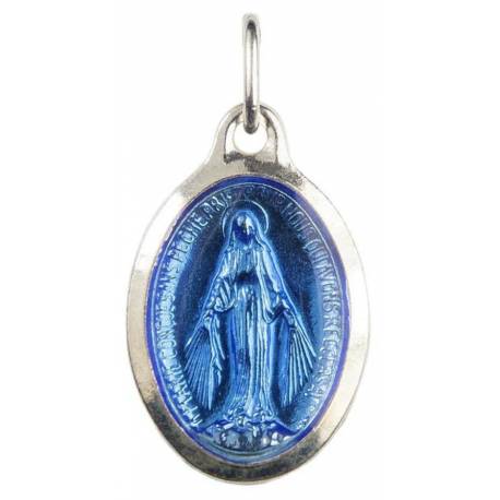 Medaille 15 mm Wonderbare ovaal email blauw 