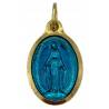 Médaille dorée 15 mm Miraculeuse ovale émail bleu