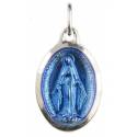 Medaille 12 mm Wonderbare ovaal email blauw 