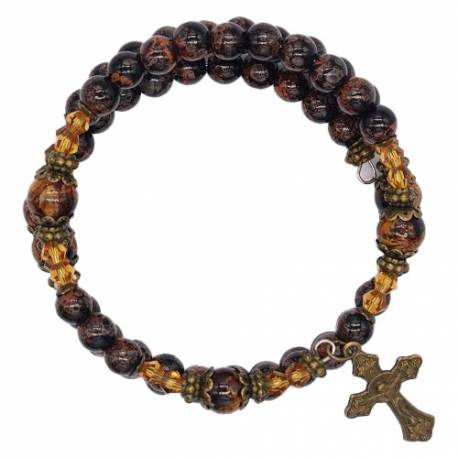 Armband-rozenkrans - glas korrels - Wonderbare medaille en kruis 