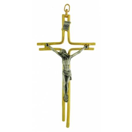 Croix Murale - 12 cm - Mét Doré Bicolore