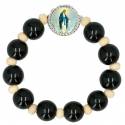 Dizainier sur élastique bois noir et beige avec image de N.D. de la Médaille Miraculeuse.