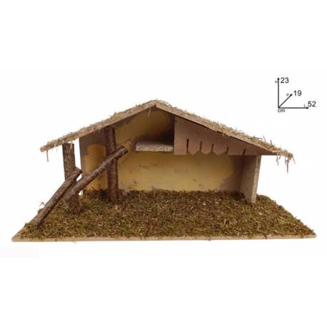 Klassieke lege kerststal voor kerstfiguren van 12 cm (52x19x23cm) 