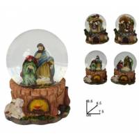 Sneeuwbol met heilige familie - hoogte 8 cm 