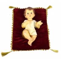 Kindje Jezus 34 X 22 cm + rood kussen 36 X 36 cm 