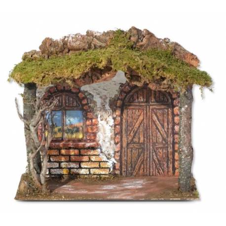 Cabane vide pour personnages de crèche de 11 cm (25x14x22cm).