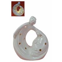 Nativité moderne en porcelaine blanche de taille moyenne (14 x 8 x 7,5 cm)