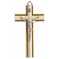 Kruisbeeld - 15 cm - Hout gebombeerd / Wit 