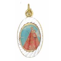 Médaille - Vierge + Enfant - Métal Doré + Email