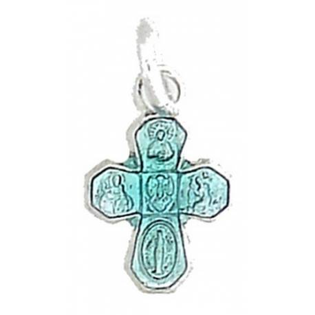 Kruisje Versch. Heiligen - 10 mm - Email Blauw 