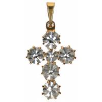 Croix métal doré strass blancs - 21 x 15 mm