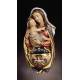 Bois Sculpté Benitier 20 Cm Vierge Et Enfant Couleur