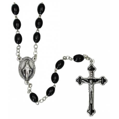 Rozenkrans Hout Zwart - Kruis email 