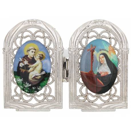 Tweeluik - H Antonius / H Rita - Metaal vernikkelt 