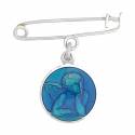 Broche + Médaille Ange 12 mm - Email Bleu