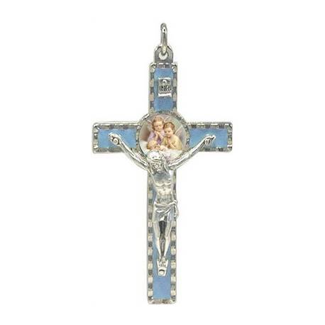 Wiegekruis - 8 cm - Blauw 