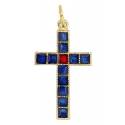 Croix - 30 mm - Email bleu