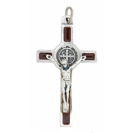 Croix St Benoît - 39 mm - Marron / Agté