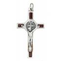 Sint-Benedictuskruis - 39 mm - Bruin / Verzilverd 