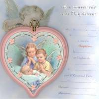 Cadre 9 X H9 cm - En souvenir du Baptême - Rose