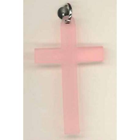 Croix sur cordon - Rose