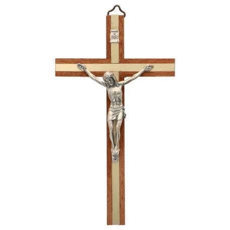 Croix Murale - 17 cm - Bois - Métal