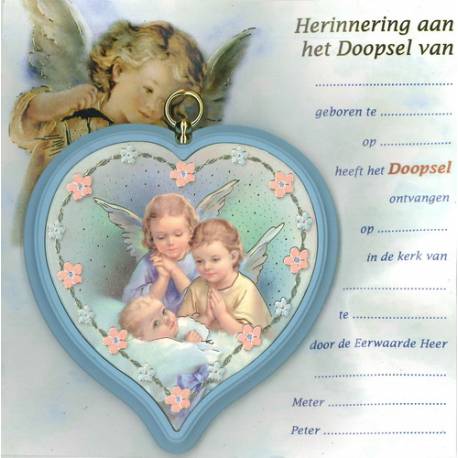 Cadre 9 X H9 cm - Herinnering aan het Doopsel - Bleu