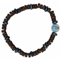 Bracelet sur élastique - Bois + hématite