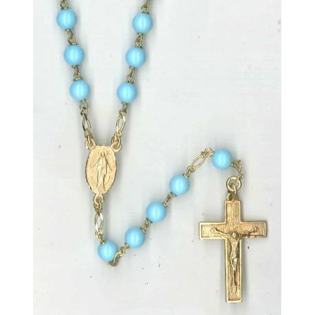 Chapelet plaqué-or - Turquoise - 6 mm