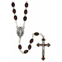 Rozenkrans Hout Donkerbruin - Kruis email 