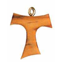 Croix Tau s/cordon - 25 mm - Bois d'olivier