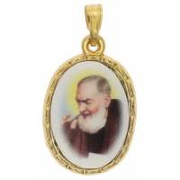 Médaille 20 mm Ov - St P Pio - Métal Doré