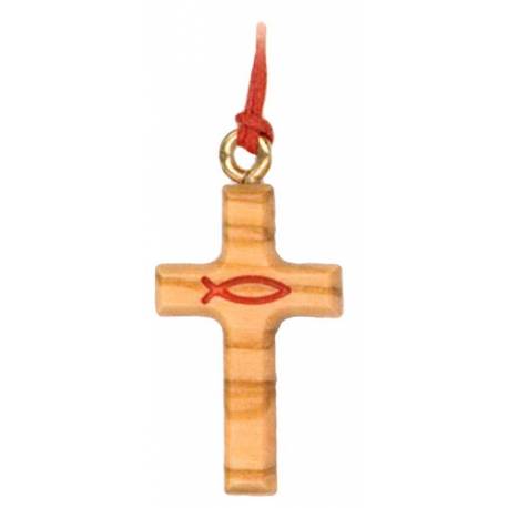 Croix s/cordon - 30 mm - Bois d'olivier