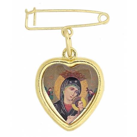 Broche + Médaille Perpét. Secours - Métal Doré 1.5 cm