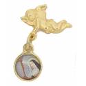 Broche Ange + Médaille Ste Rita - Métal doré