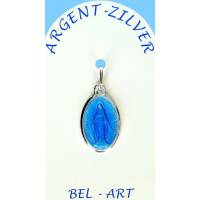 Médaille Argent - Miraculeuse - 17 mm - Email Bleu