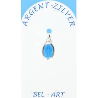 Médaille Argent - Miraculeuse - 10 mm - Email Bleu