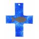 Kruisbeeld Vis Glas Wit / Blauw 