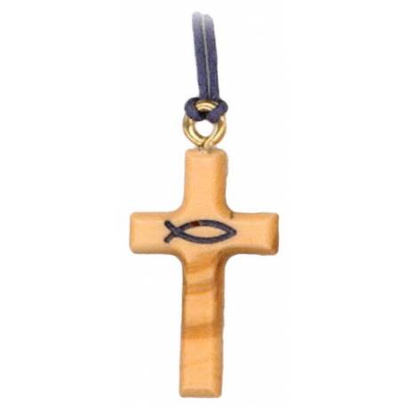 Croix s/cordon - 30 mm - Bois d'olivier
