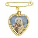 Broche + Médaille St Antoine - Métal doré 1.5 cm
