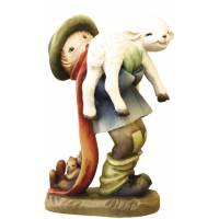 Houtsnijwerk Herder/Schaap 15 Cm Gekleurd 