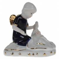 Statue 10 X 9 Cm - Ange + Enf-Jésus - Porcelaine